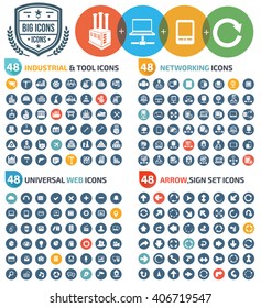 Big icons,industry,tools,network,universal web,arrows,sign icons,clean vector