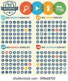 Big icons,website,arrows,medical,calendar icons,clean vector