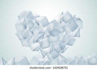 Big icy heart. The texture of the ice. Vector illustration. Valentines Day Card.