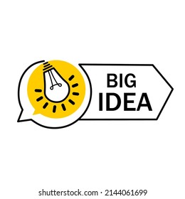 Big idea Badge sign template with light bulb. Flat vector illustration.