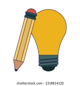 big idea bulb light and pencil symbol