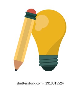 big idea bulb light and pencil symbol