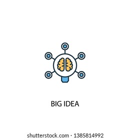 big idea concept 2 colored line icon. Simple yellow and blue element illustration. big idea concept outline symbol design