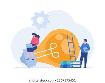 big idea concept, bulb light, innovation, brainstorming, startup, creativity, entrepreneur and business, flat illustration vector
