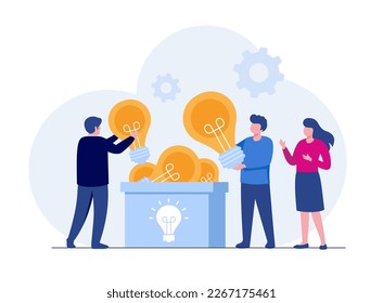big idea concept, bulb light, innovation, brainstorming, startup, creativity, entrepreneur and business, flat illustration vector
