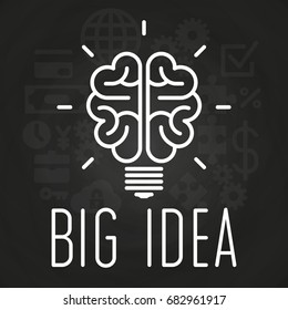 Big idea concept chalkboard poster. Business creative idea. Vector illustration