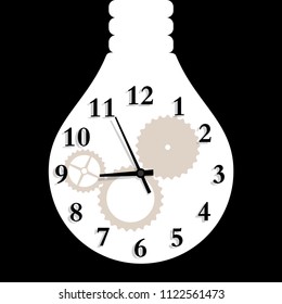 Big idea concept design, clock in light bulb.	
