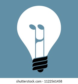 Big idea concept design, music symbol in light bulb.	