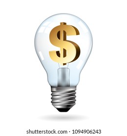 Big idea concept design,Light bulb concept.Dollar sign in light bulb.
