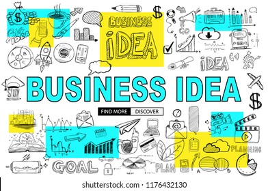 Big Idea  Concept With Doodle Design Style :finding Solution, Brainstorming, Creative Thinking. Modern Style Illustration For Web Banners, Brochure And Flyers.