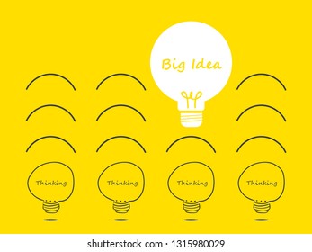 Big Idea Concept with Light Bulb, Strategy Plan, Inspiration Innovation, Thinking Out Loud, Vector EPS10