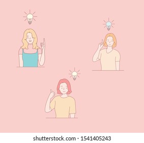 Big idea concept with man and light bulb. Idea symbol with businessman pointing to a light bulb.