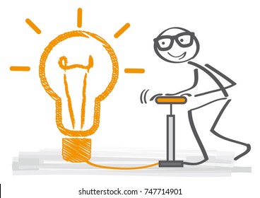 big idea concept - stick figure and light bulb think big