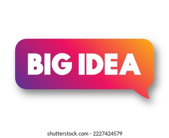 Big Idea - core concepts, principles and processes that should serve as the focal point of curricula, instruction, and assessment, text concept message bubble