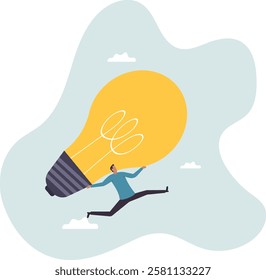Big idea, creativity and innovation to change or invent new product, solution to solve problem,business concept.flat character.