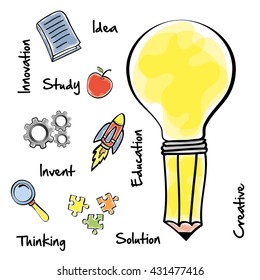 Big idea design. Creative icon. draw illustration , vector