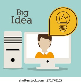 Big idea design over blue background, vector illustration