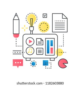 Big idea, finding solution, brainstorming, creative thinking vector concept in trendy line with gradient flat color style.
