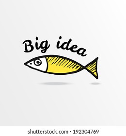 Big Idea Fish Sketch, Vector Illustration, Hand Drawing 