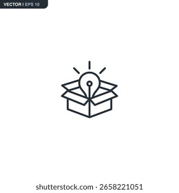 Grande ideia, sinal de estilo linear para conceito móvel e web design. Símbolo, ilustração de logotipo. Gráficos de vetor perfeitos com pixel