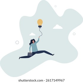 Big idea to solve business problem, invention or innovation to drive business growth or work achievement concept. character life .