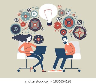 Big Idea Team. Business concepts. The concept of human intelligence. People has an idea. Brain storming