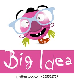 Big Idea Vector Illustration with Funky Avatar with Glasses