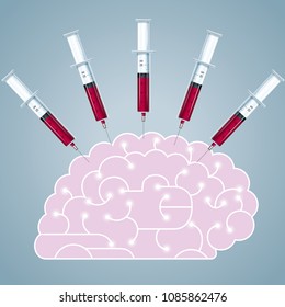 Big ideas design concept, inject drugs into the brain.
