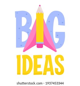 Ideas grandes lápiz color creativo icono de pensamiento - Vector