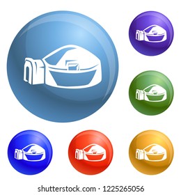 Big igloo icons set vector 6 color isolated on white background