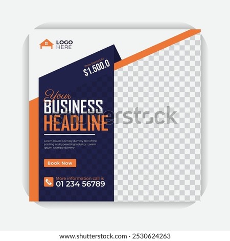 With big image modern and unique professional real estate social media post banner design template