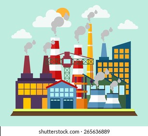 Big Industrial Factory Buildings Stock Vector (Royalty Free) 265636889 ...