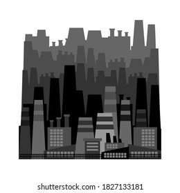 Big industrial factory. Large works pollution. vector illustration