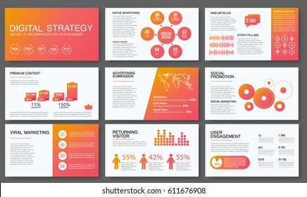 Big infographics in modern gradient style. Vector illustration about digital projects, management, clients brief, design and communication. Use in website, report, presentation, advertising, marketing