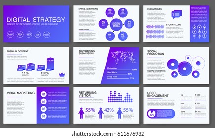 Big infographics in modern gradient style. Vector illustration about digital projects, management, clients brief, design and communication. Use in website, report, presentation, advertising, marketing