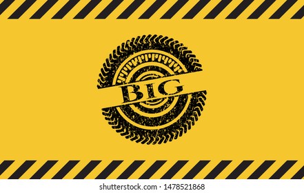 Big inside warning sign, black grunge emblem. Vector Illustration. Detailed.