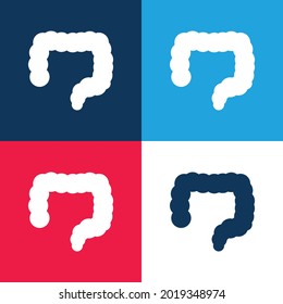 Gran Intestines azul y rojo cuatro colores conjunto de iconos mínimo
