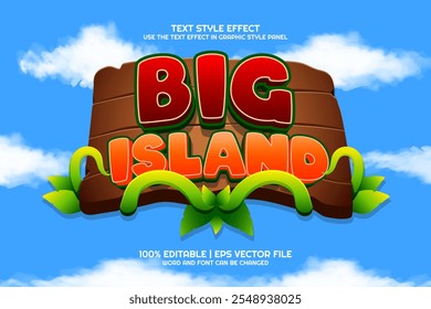 Big Island cartoon game Bold 3D Editable text Effect Style