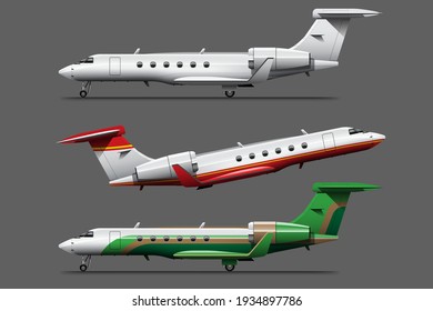 Avión de boeing de clase empresarial aislado de gran envergadura Aviación de carga y transporte Icono Icono Icono Ilustración, concepto logístico, vector plano,