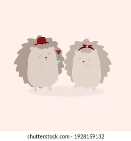  Big isolated cartoon Cute animals romantic animals couples in love, Valentine's concept, Vector illustration 