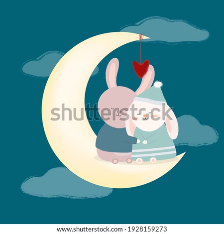 Big isolated cartoon Cute animals romantic animals couples in love, Valentine's concept, Vector illustration 