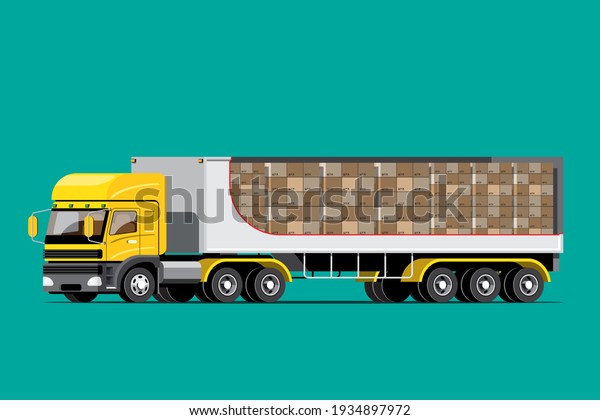 Big\
isolated delivery vehicle vector icons, flat illustrations of\
truck, logistic commercial transport\
concept.