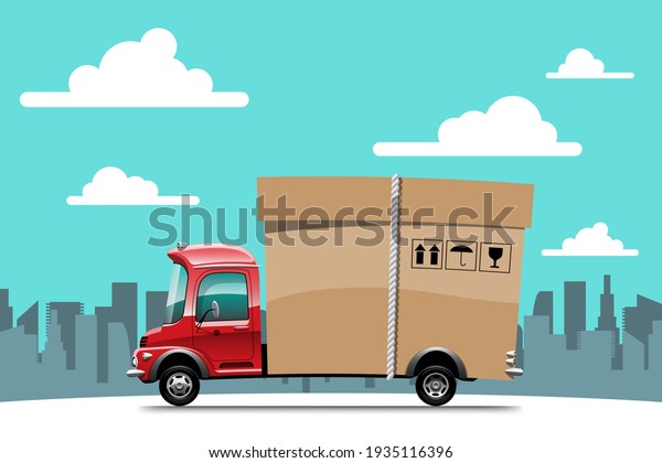 Big\
isolated delivery vehicle vector icons, flat illustrations of\
truck, logistic commercial transport\
concept.
