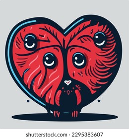 Big isolated hand-drawn cartoon vector character design animals in love, doodle style Valentine concept animal flat vector illustration