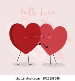 Big isolated heart shape cartoon Cute couple romantic in love, Valentine's concept, Vector illustration 