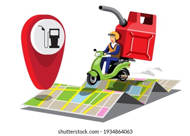 Big isolated Motorcycle vector colorful icons, flat illustrations of delivery by motorcycles through GPS tracking location. delivery bike,  fuels,  gas, gasoline delivery, instant delivery, online del