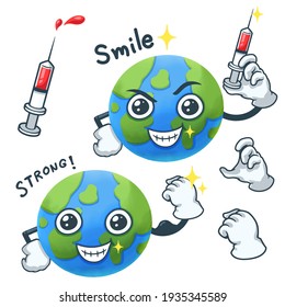 Big isolated vector icon of medicine and vaccine injections, concept of corona virus infection, Corona virus covid-19. Illustration of logo, symbol and infographic element
