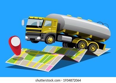 Big isolated vehicle vector colorful icons, flat illustrations of delivery by van through GPS tracking location. delivery vehicle,  liquid water delivery, instant delivery, 