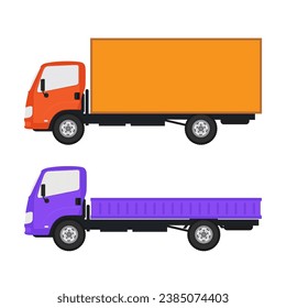 Big isolated vehicle vector colorful icons set, flat illustrations of various type truck,