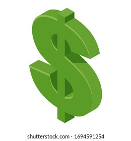 Big isometric dollar sign. Flat vector illustration on white background.